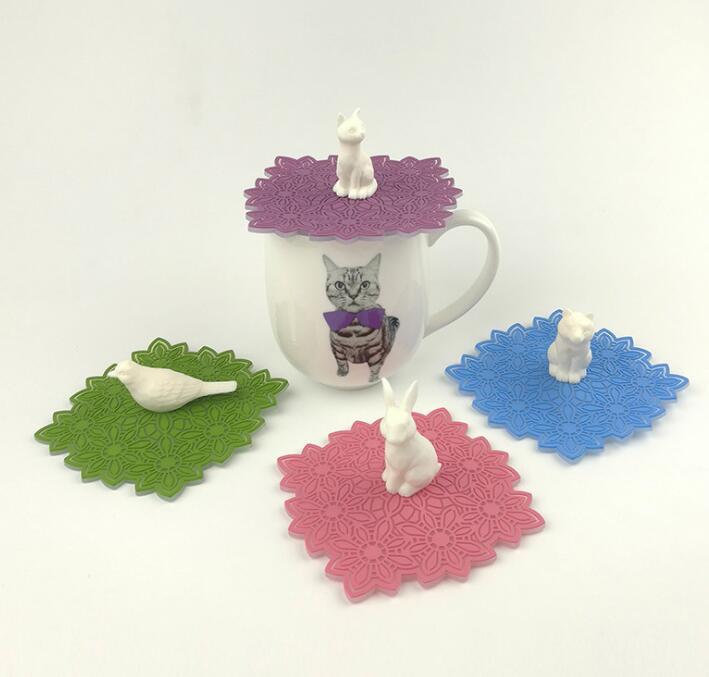 Japanese Brand Coffee Lid Covers Animal Lace Flower Cup Lids
