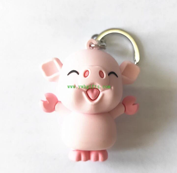 Pink Pig PVC Silicone Keychain 3D Keyring