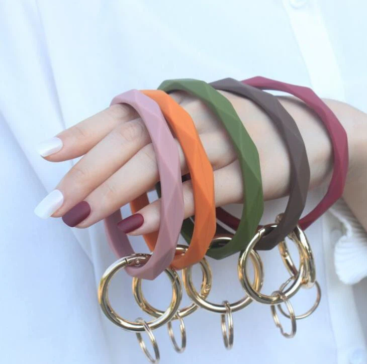 Rhombus Silicone Gelang Gantungan Kunci Gantungan Kunci Cincin