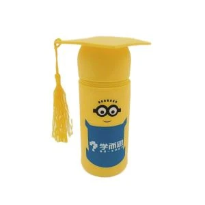 Baru Reusable tahan lama Silicone Pen Brush pot dengan topi Square College
